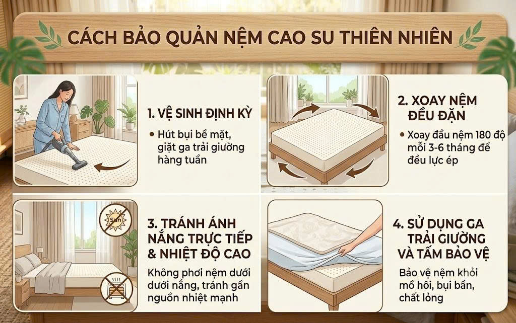 Cách bảo quản tấm nệm cao su thiên nhiên tốt nhất